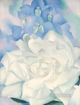 Rosa Blanca con Larkspur No2 Georgia Okeeffe Modernismo americano Precisionismo Pinturas al óleo